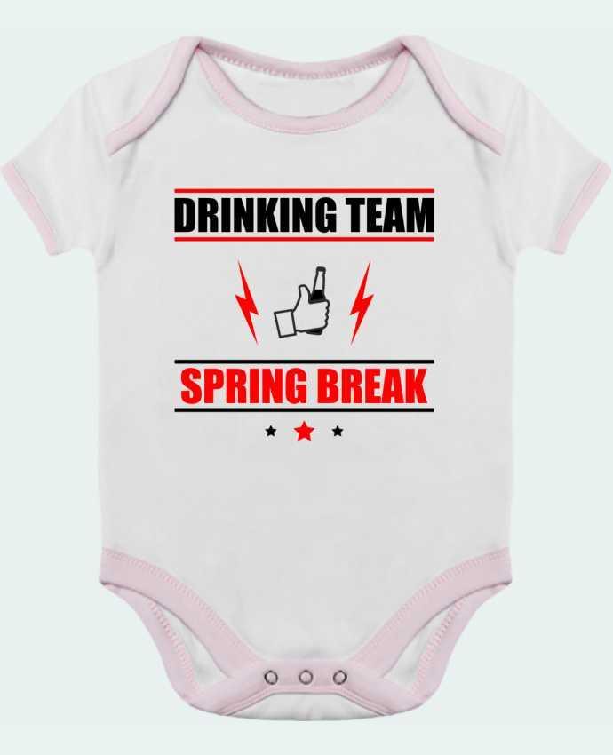 Body bébé manches contrastées Drinking Team Spring Break par Benichan