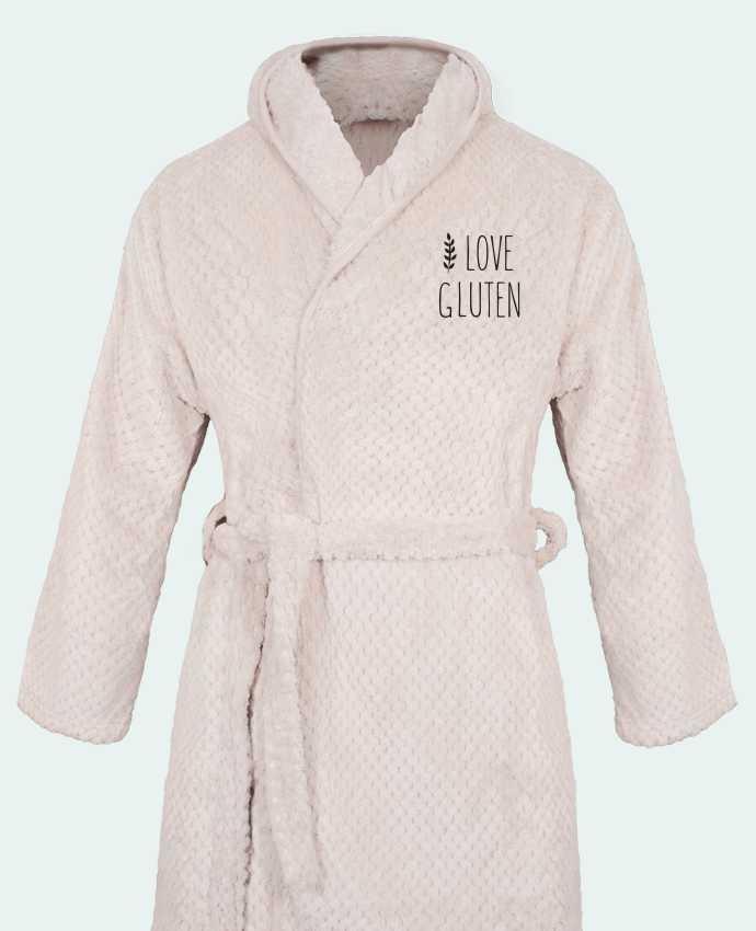 Bathrobe Women Soft Coral Fleece I love gluten by Ruuud by Ruuud