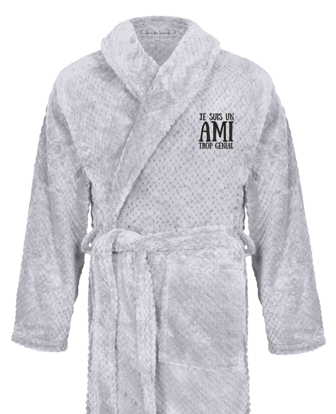 Bathrobe Men Soft Coral Fleece Je suis un ami trop génial by tunetoo