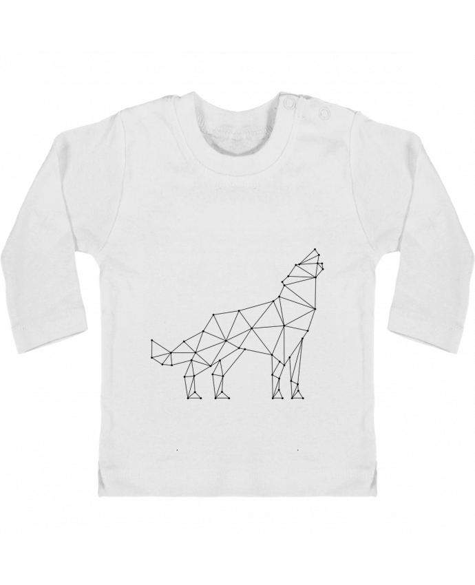 Baby T-shirt with press-studs long sleeve wolf - geometry manches longues du designer /wait-design