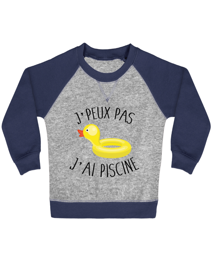 Sweatshirt Baby crew-neck sleeves contrast raglan Je peux pas j'ai piscine by FRENCHUP-MAYO