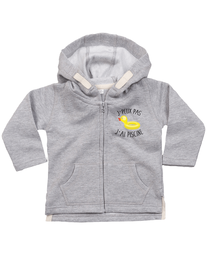 Hoddie with zip for baby Je peux pas j'ai piscine by FRENCHUP-MAYO