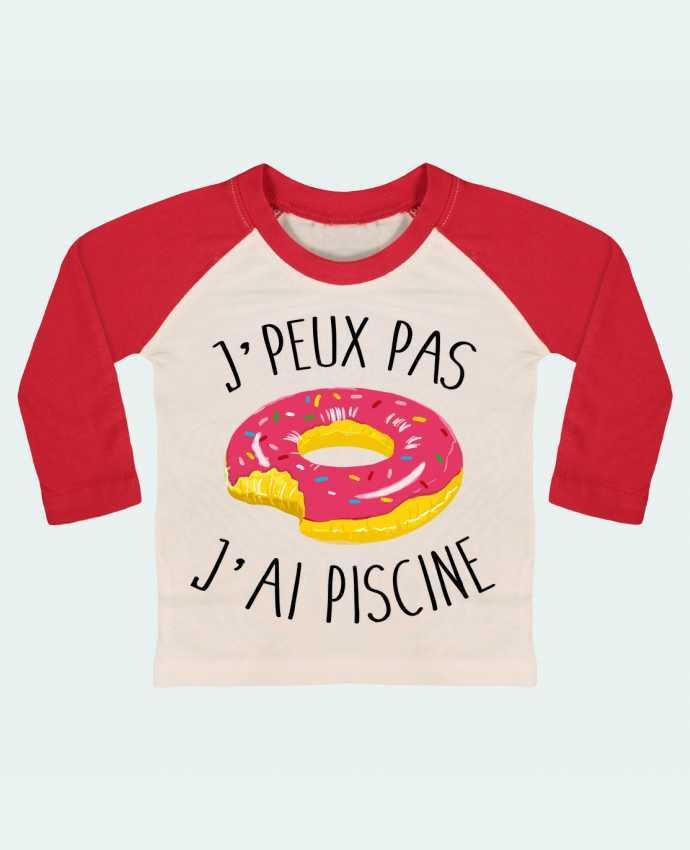 Tee-shirt Bébé Baseball ML Je peux pas j'ai piscine par FRENCHUP-MAYO