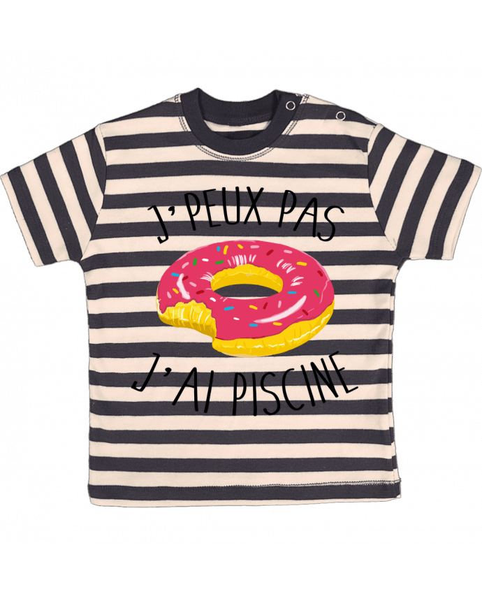 T-shirt baby with stripes Je peux pas j'ai piscine by FRENCHUP-MAYO