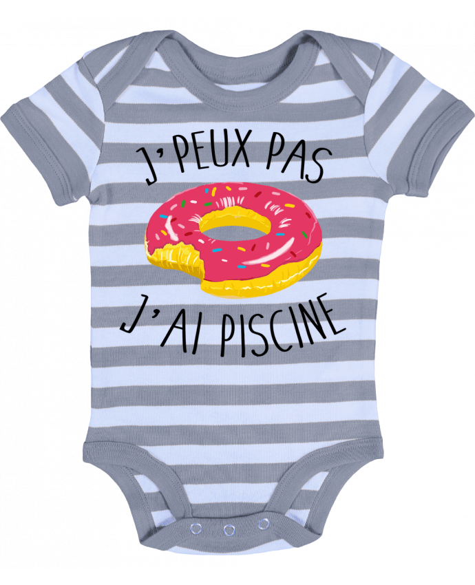 Baby Body striped Je peux pas j'ai piscine - FRENCHUP-MAYO