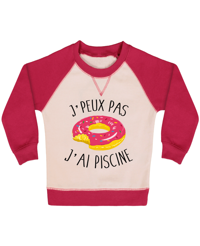 Sweatshirt Baby crew-neck sleeves contrast raglan Je peux pas j'ai piscine by FRENCHUP-MAYO