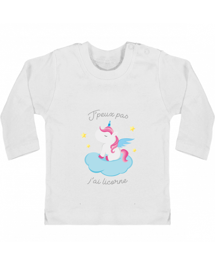 Baby T-shirt with press-studs long sleeve Je peux pas j'ai licorne manches longues du designer FRENCHUP-MAYO