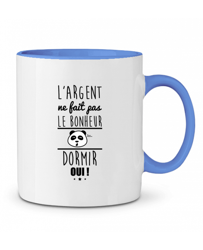 Mug bicolore L'argent ne fait pas le bonheur dormir oui ! Benichan