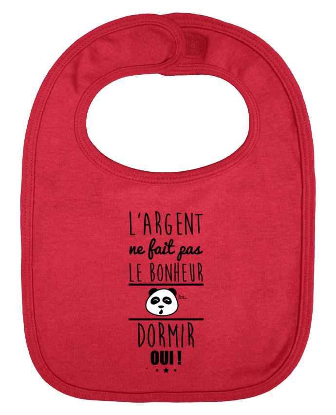 Baby Bib plain and contrast L'argent ne fait pas le bonheur dormir oui ! by Benichan