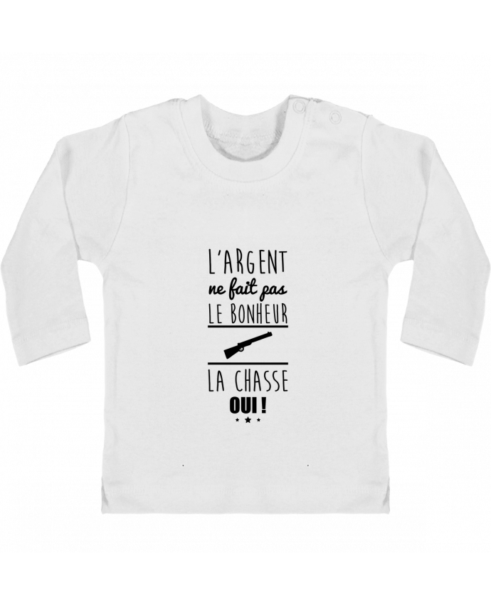 Baby T-shirt with press-studs long sleeve L'argent ne fait pas le bonheur la chasse oui ! manches longues du designer Benichan