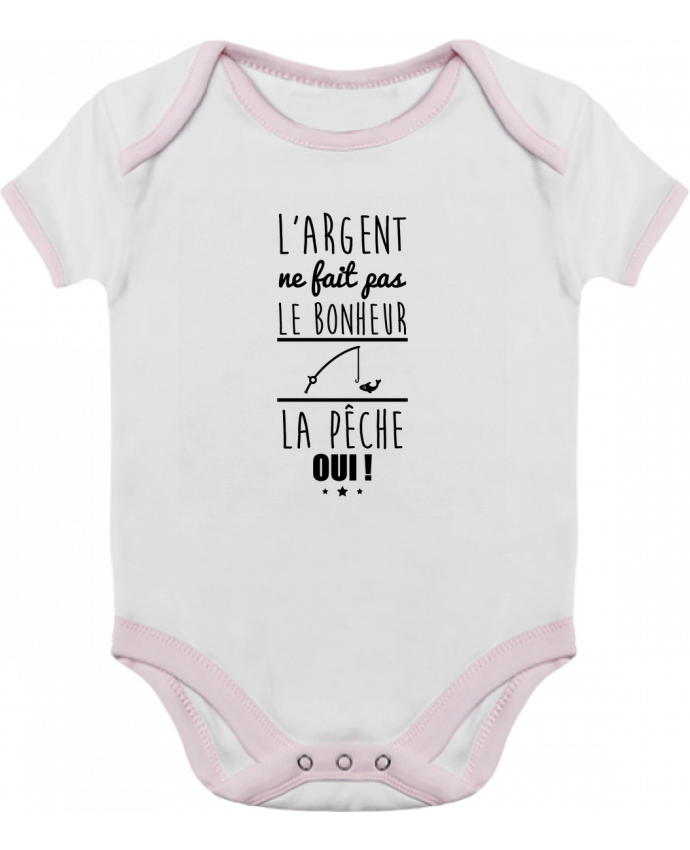 Body bébé manches contrastées L'argent ne fait pas le bonheur la pêche oui ! par Benichan