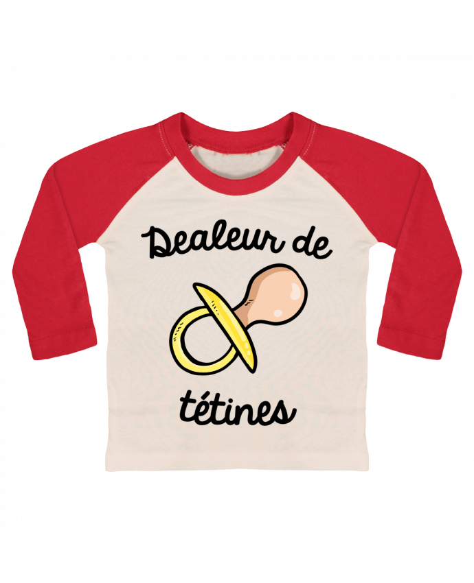 T-shirt baby Baseball long sleeve Dealeur de tétines by FRENCHUP-MAYO