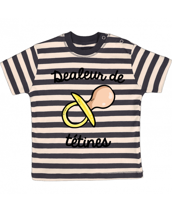 T-shirt baby with stripes Dealeur de tétines by FRENCHUP-MAYO