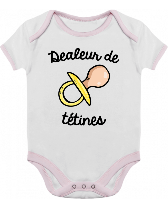 Body bébé manches contrastées Dealeur de tétines par FRENCHUP-MAYO