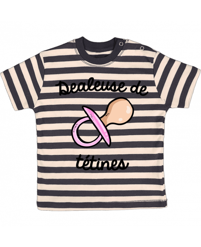 Tee-shirt bébé à rayures Dealeuse de tétines par FRENCHUP-MAYO