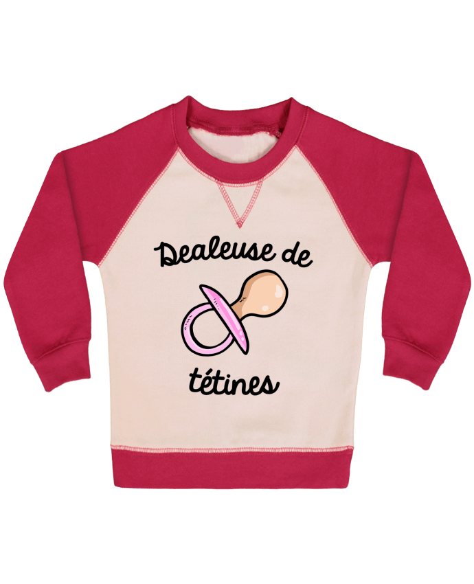 Sweatshirt Baby crew-neck sleeves contrast raglan Dealeuse de tétines by FRENCHUP-MAYO