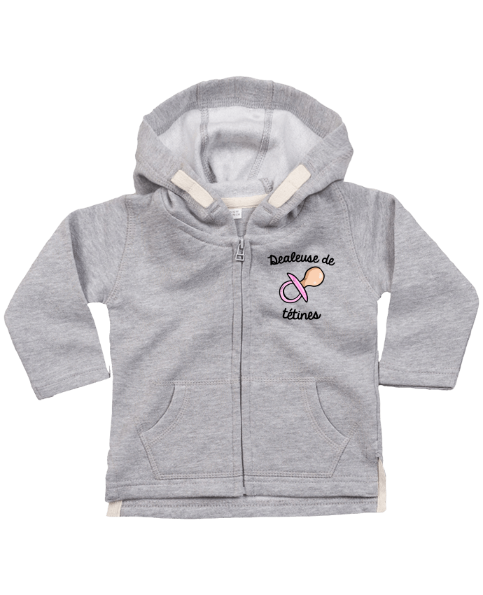 Hoddie with zip for baby Dealeuse de tétines by FRENCHUP-MAYO