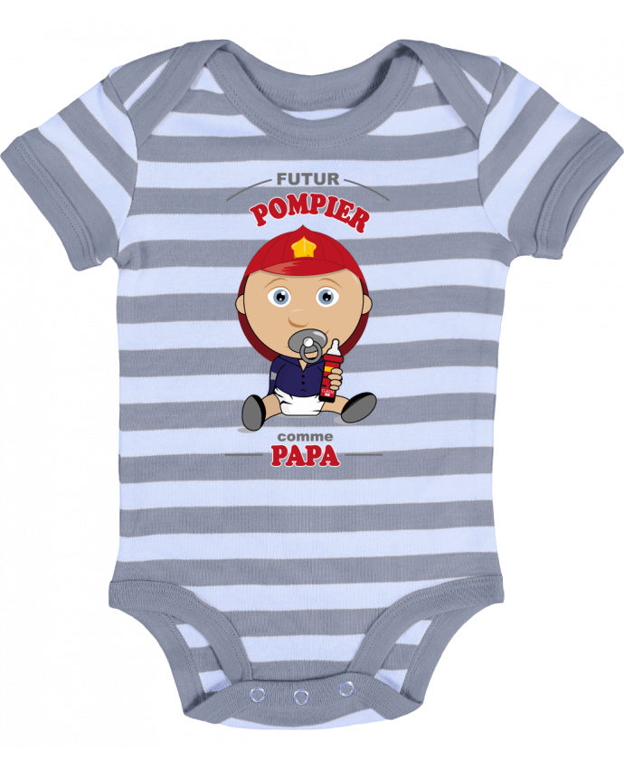 Body Bebé a Rayas Futur pompier comme papa - GraphiCK-Kids