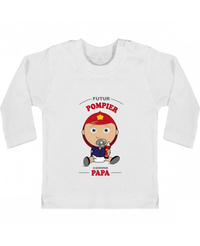 Baby T-shirt with press-studs long sleeve Futur pompier comme papa manches longues du designer GraphiCK-Kids