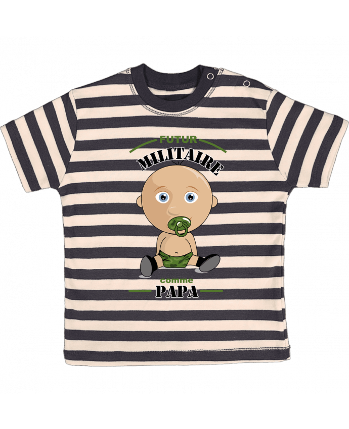 Camiseta Bebé a Rayas Futur militaire comme papa por GraphiCK-Kids