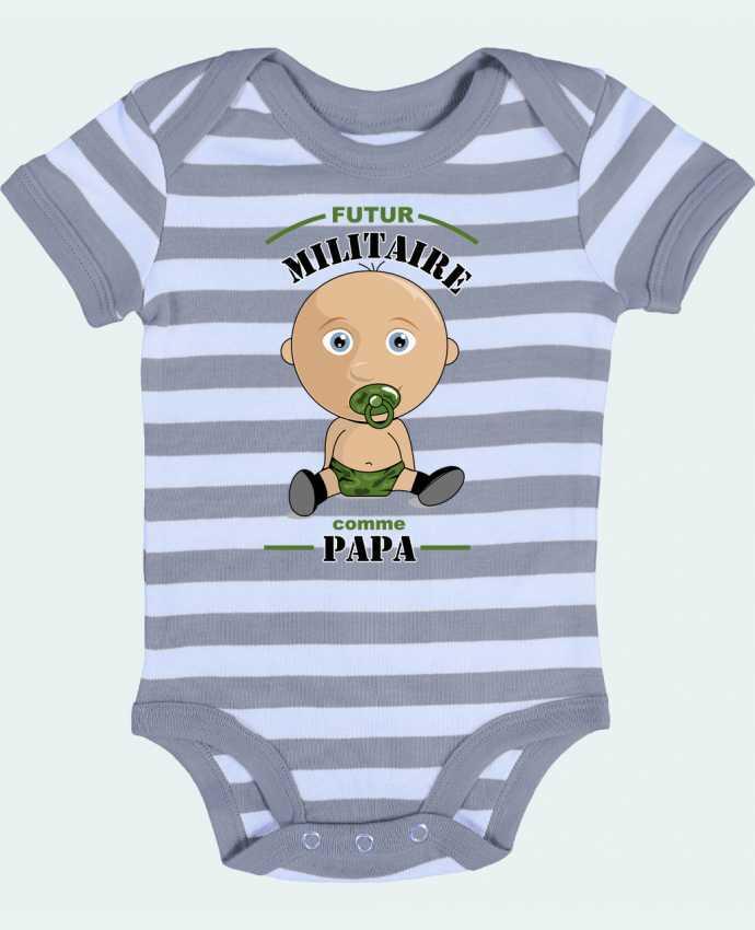 Baby Body striped Futur militaire comme papa - GraphiCK-Kids