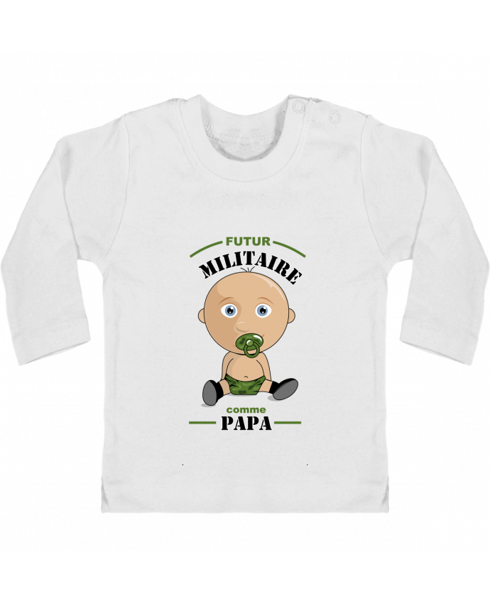 Baby T-shirt with press-studs long sleeve Futur militaire comme papa manches longues du designer GraphiCK-Kids