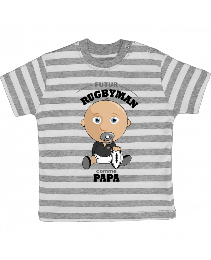 Tee-shirt bébé à rayures Futur rugbyman comme papa par GraphiCK-Kids