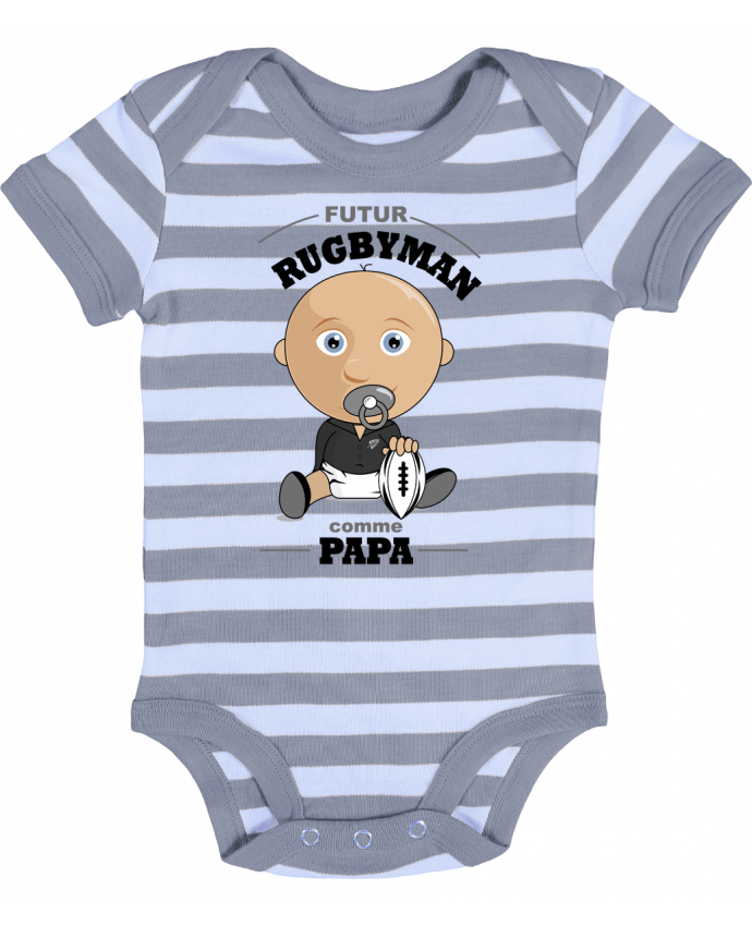 Baby Body striped Futur rugbyman comme papa - GraphiCK-Kids