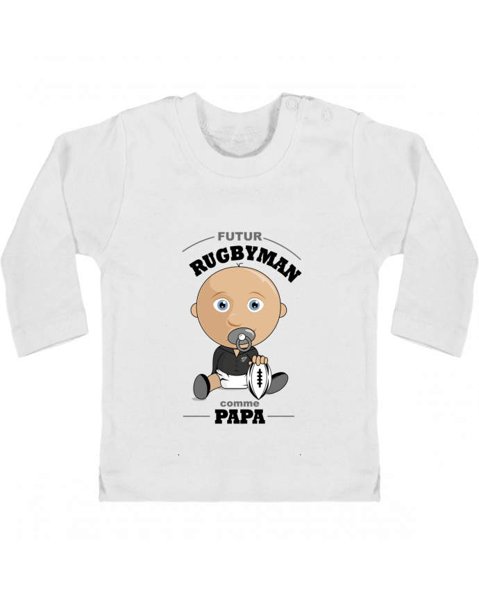 Camiseta Bebé Manga Larga con Botones  Futur rugbyman comme papa manches longues du designer GraphiCK-Kids