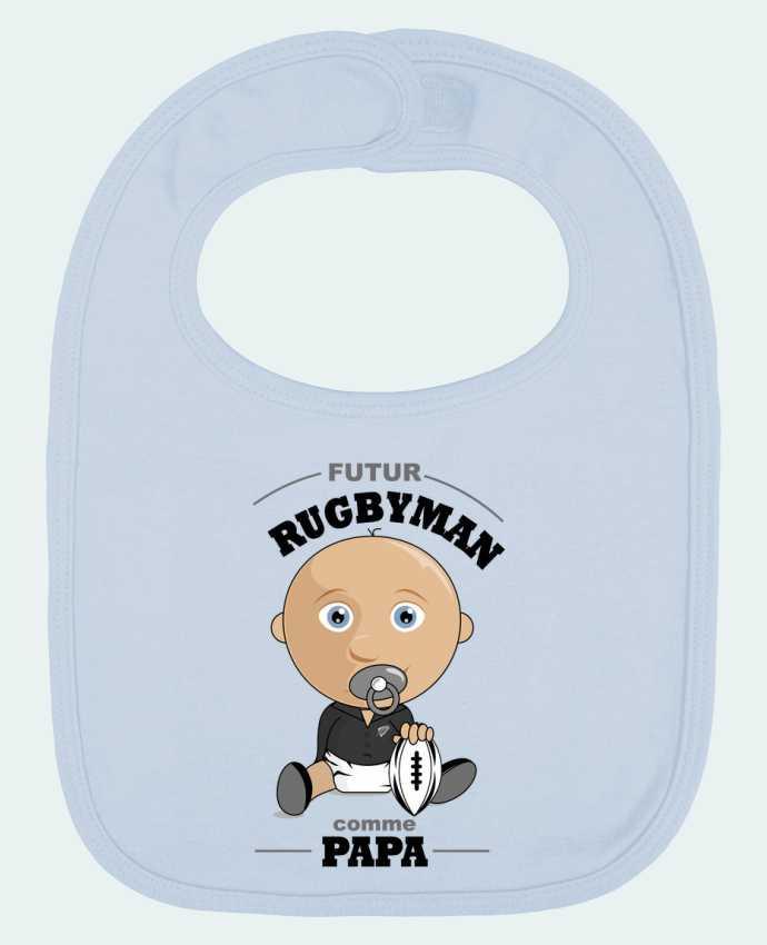 Baby Bib plain and contrast Futur rugbyman comme papa by GraphiCK-Kids