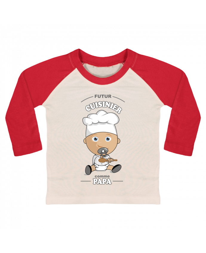 Camiseta Bebé Béisbol Manga Larga Futur cuisinier comme papa por GraphiCK-Kids