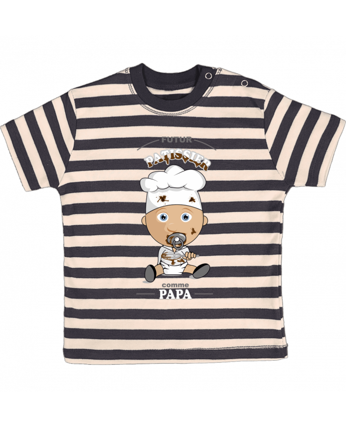 T-shirt baby with stripes Futur pâtissier comme papa by GraphiCK-Kids