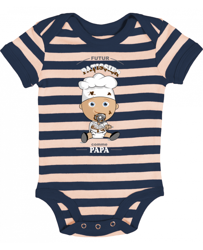 Baby Body striped Futur pâtissier comme papa - GraphiCK-Kids