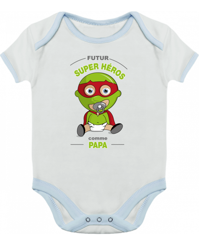 Body bébé manches contrastées Futur Super Héros comme papa par GraphiCK-Kids