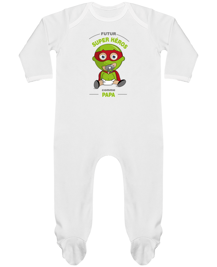 Baby Sleeper long sleeves Contrast Futur Super Héros comme papa by GraphiCK-Kids