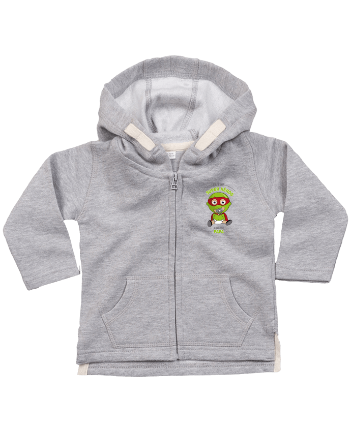 Sweat à capuche bébé zippé Futur Super Héros comme papa par GraphiCK-Kids