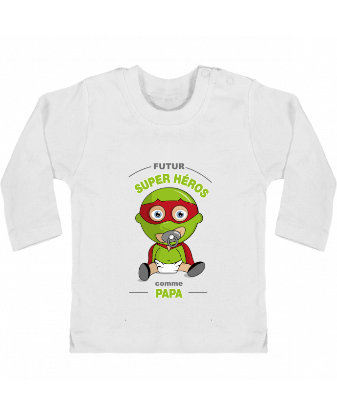 Baby T-shirt with press-studs long sleeve Futur Super Héros comme papa manches longues du designer GraphiCK-Kids
