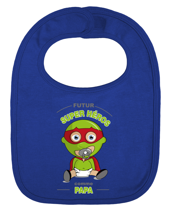 Baby Bib plain and contrast Futur Super Héros comme papa by GraphiCK-Kids