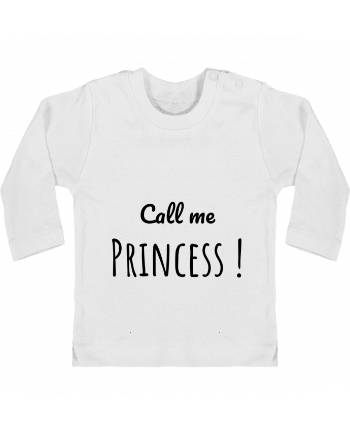 Baby T-shirt with press-studs long sleeve Call me Princess manches longues du designer Madame Loé