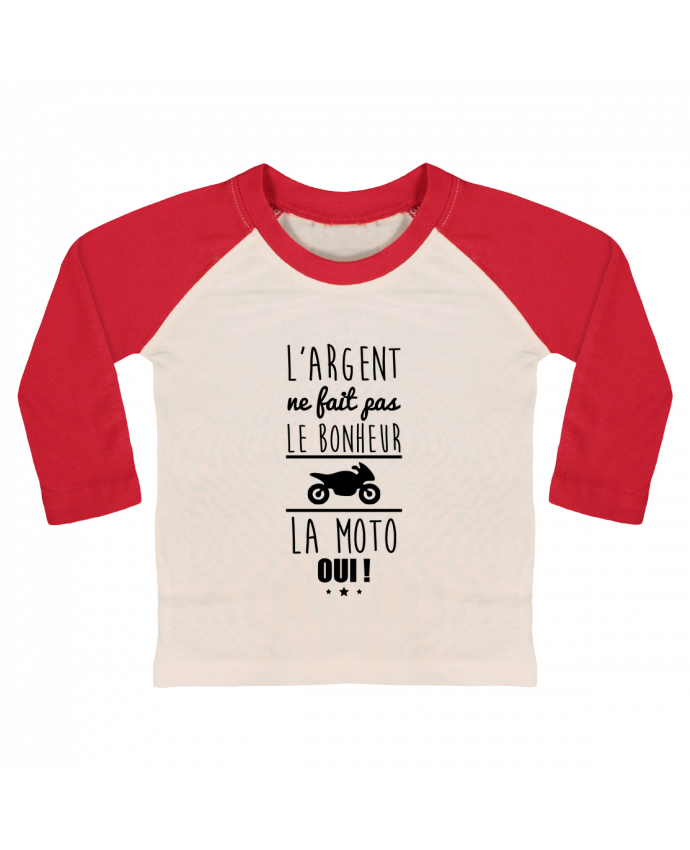 Camiseta Bebé Béisbol Manga Larga L'argent ne fait pas le bonheur la moto oui ! por Benichan