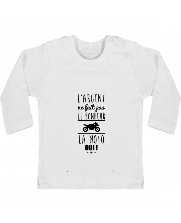 Baby T-shirt with press-studs long sleeve L'argent ne fait pas le bonheur la moto oui ! manches longues du designer Benichan