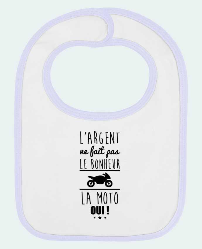 Baby Bib plain and contrast L'argent ne fait pas le bonheur la moto oui ! by Benichan