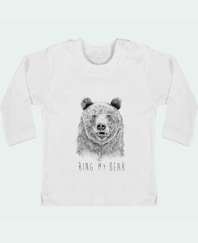 T-shirt bébé Ring my bear (bw) manches longues du designer Balàzs Solti