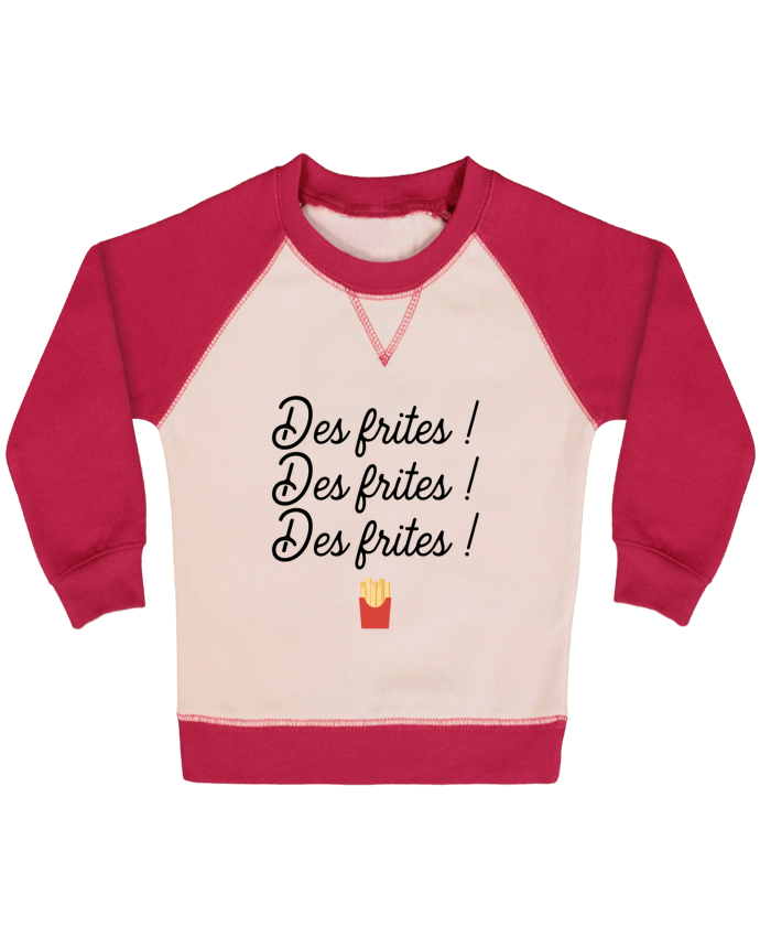 Sudadera Bebé Cuello Redondo Mangas Contraste Des frites ! por Original t-shirt