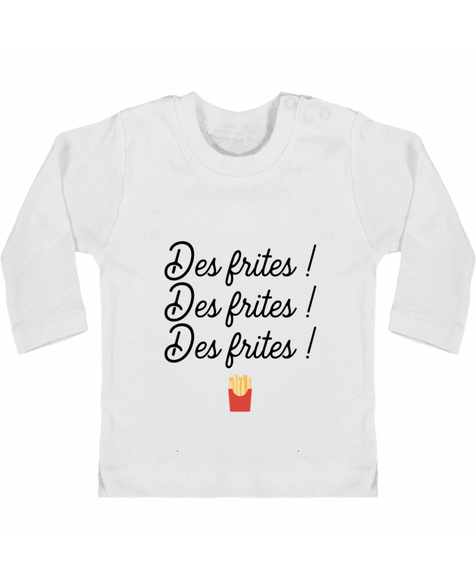 Baby T-shirt with press-studs long sleeve Des frites ! manches longues du designer Original t-shirt