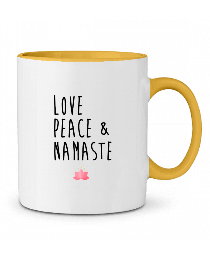 Two-tone Ceramic Mug Love, Peace & Namaste tunetoo