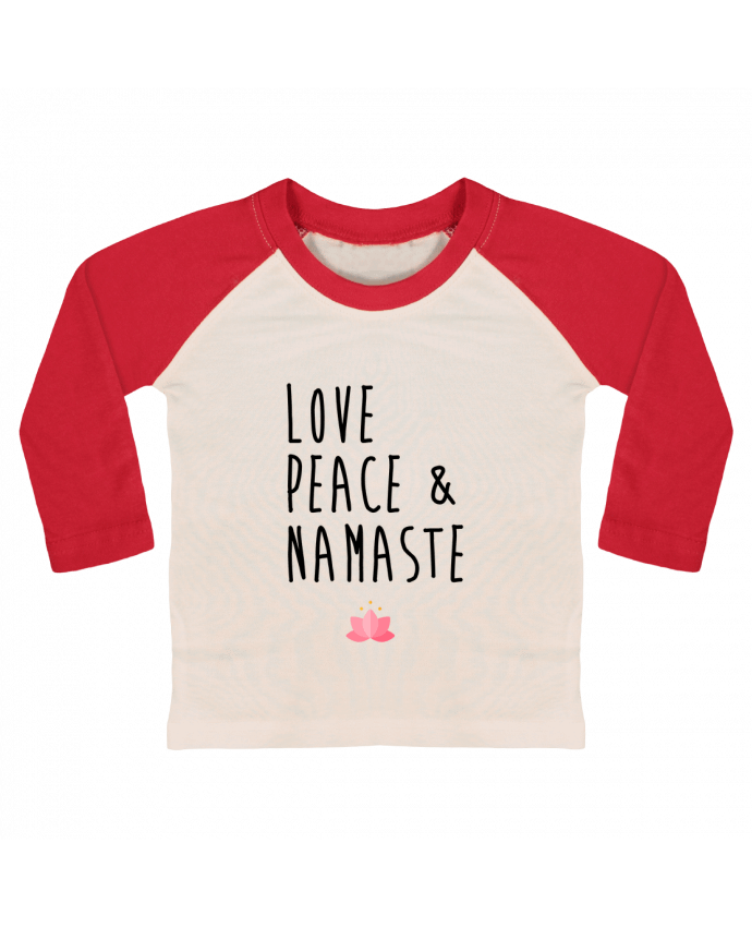 Camiseta Bebé Béisbol Manga Larga Love, Peace & Namaste por tunetoo