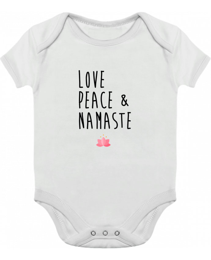 Body bébé manches contrastées Love, Peace & Namaste par tunetoo
