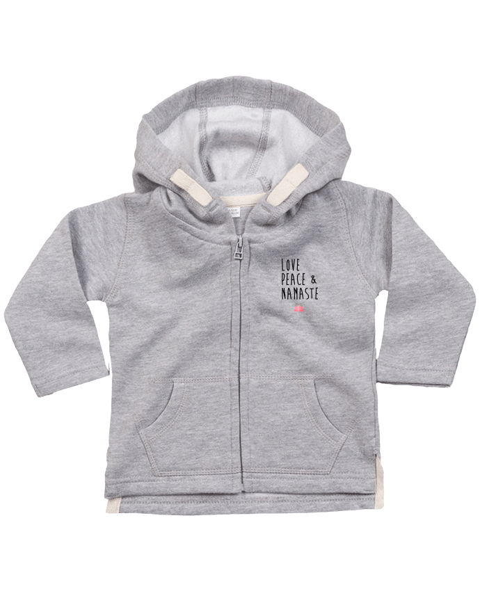 Hoddie with zip for baby Love, Peace & Namaste by tunetoo