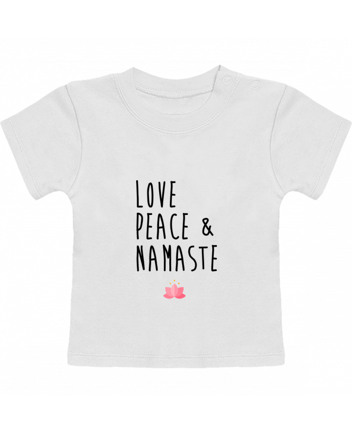 Camiseta Bebé Manga Corta Love, Peace & Namaste manches courtes du designer tunetoo